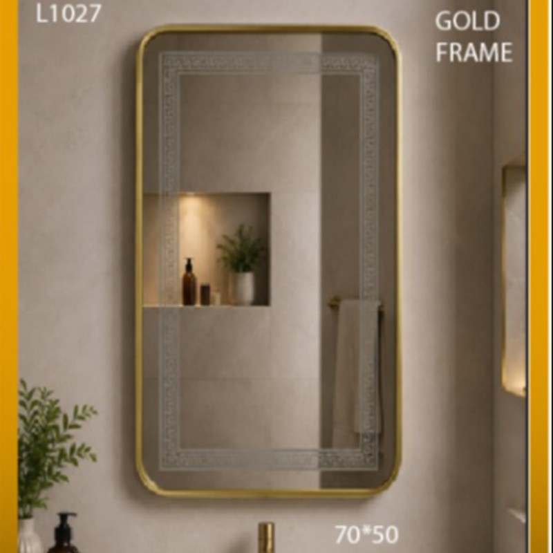 MIRROR LED 70*50 GOLD FRAME PORTRAIT (2625)